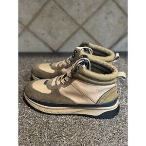 Madewell Kickoff High-Top Trainer Sneakers Green Tan Women's Sz 7.5 Leather New